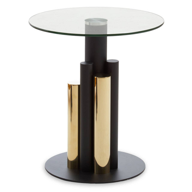 premier housewares Oria Glass Gold And Black Base Side Table