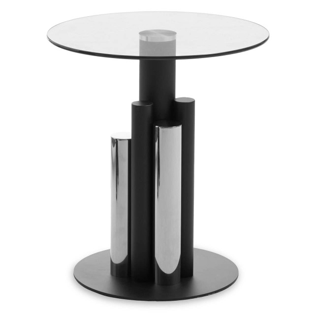 premier housewares Oria Glass Silver And Black Base Side Table