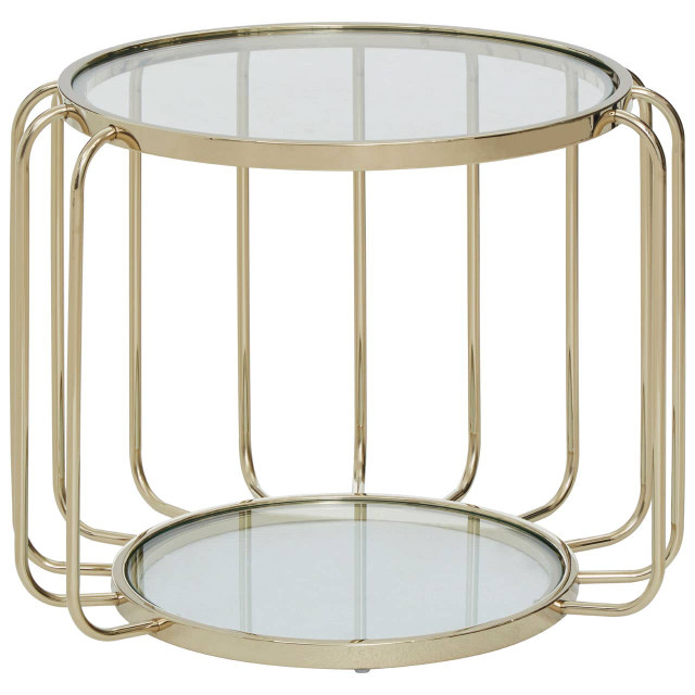 premier housewares Oria Warm Metallic Side Table With Glass Top