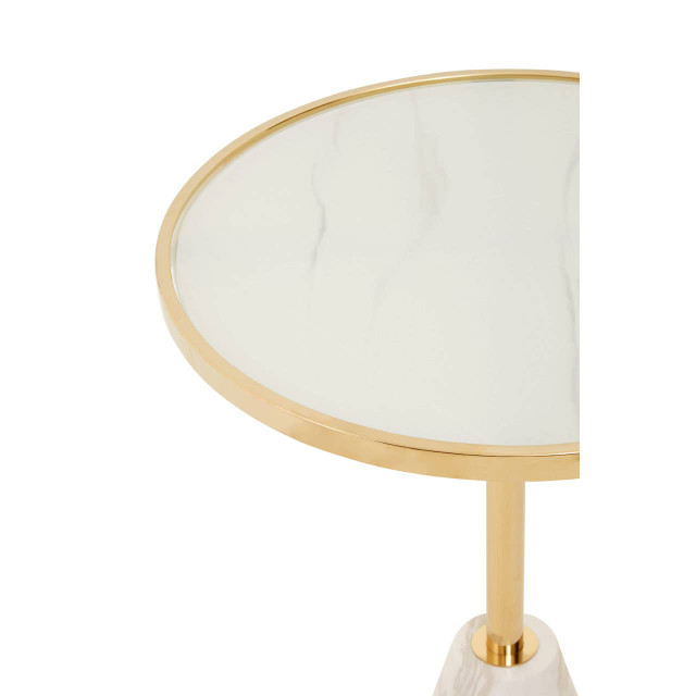 Premier Housewares Oria White Glass And Marble Base Side Table
