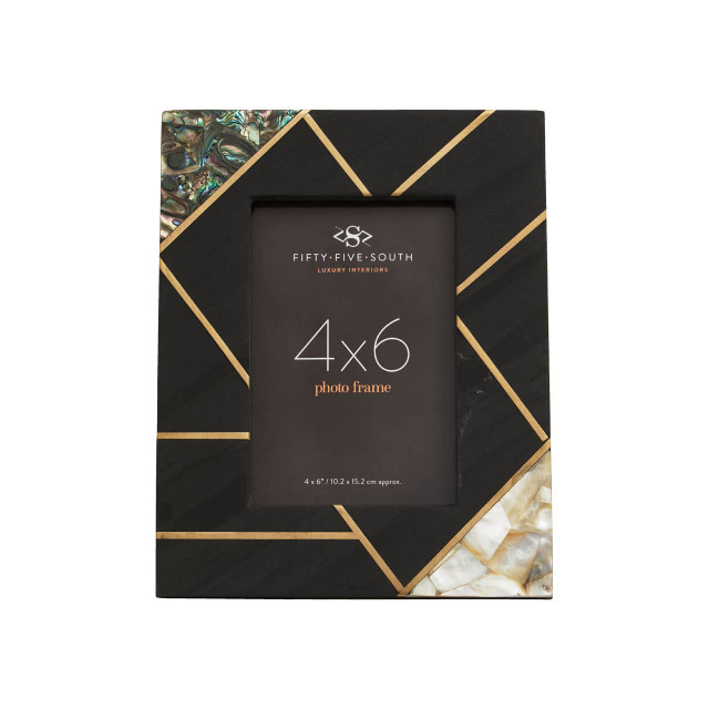 premier housewares Oriana 4In X 6In Mother of Pearl and Gold Inlay Small Photo Frame