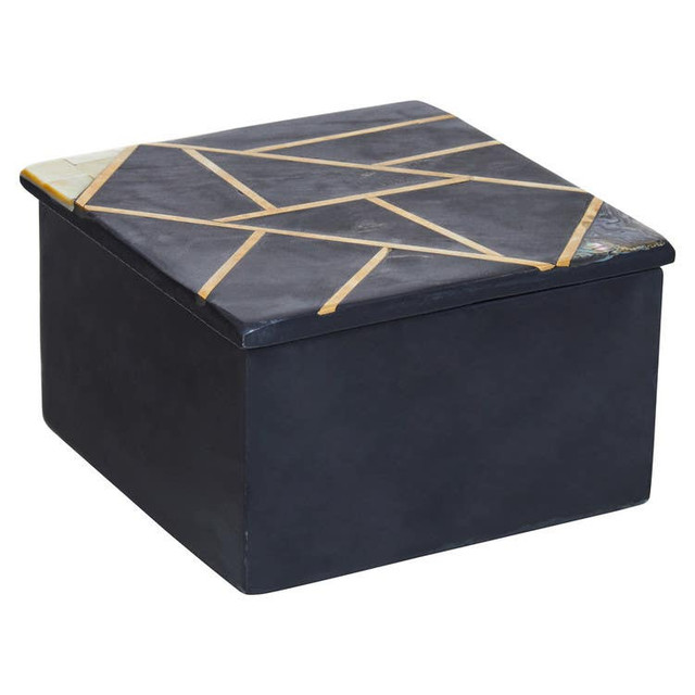 premier housewares Oriana Small Black Slate Trinket Box