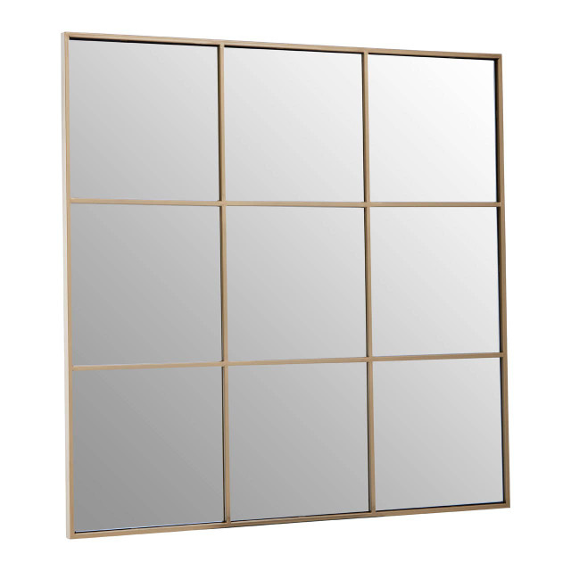 Premier Housewares Oriel Grid Wall Mirror With Gold Finish Frame