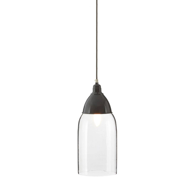 Premier Housewares Oslo Grey Glass And Iron Pendant Light
