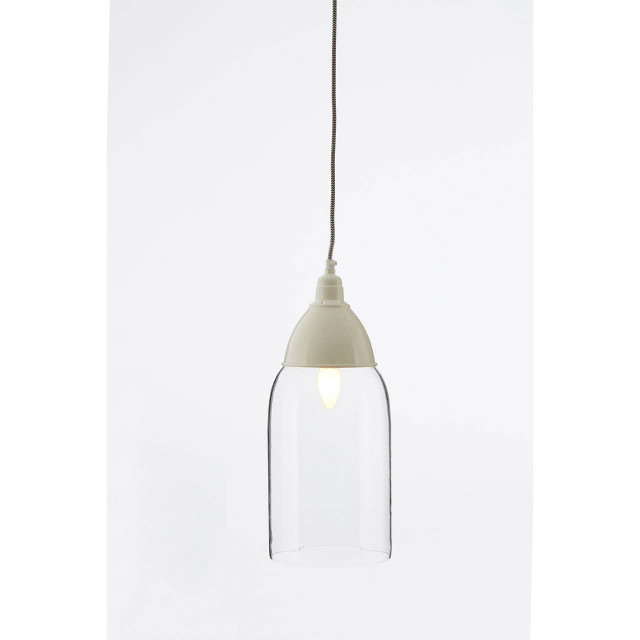Premier Housewares Oslo White Glass And Iron Pendant Light