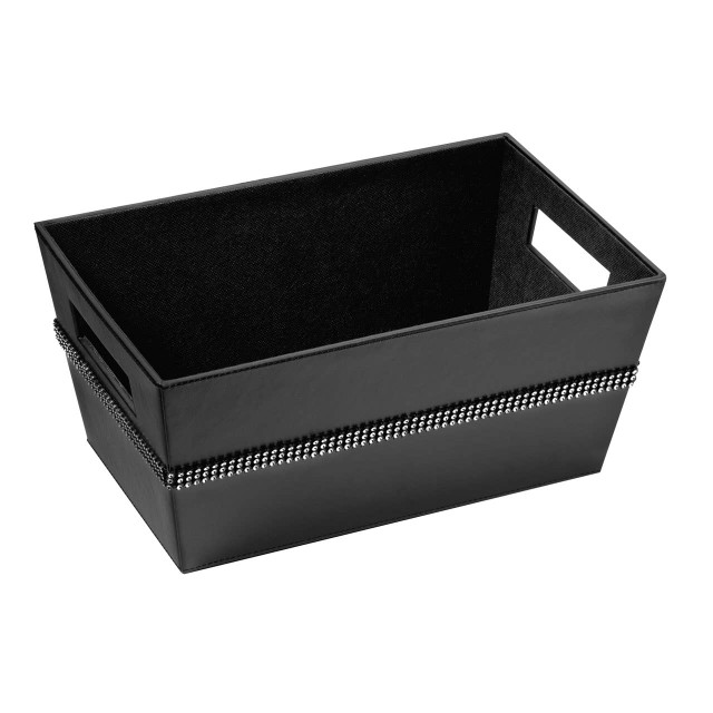 Premier Housewares Oui Black Faux Leather Rectangular Storage Basket