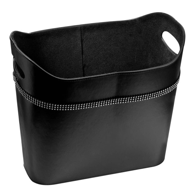 premier housewares Oui Black Faux Leather Tall Storage Basket