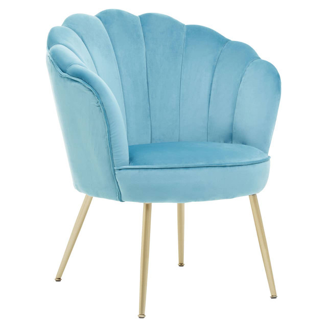 Premier Housewares Ovala Aqua Velvet Scalloped Chair
