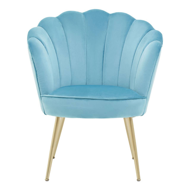 Premier Housewares Ovala Aqua Velvet Scalloped Chair