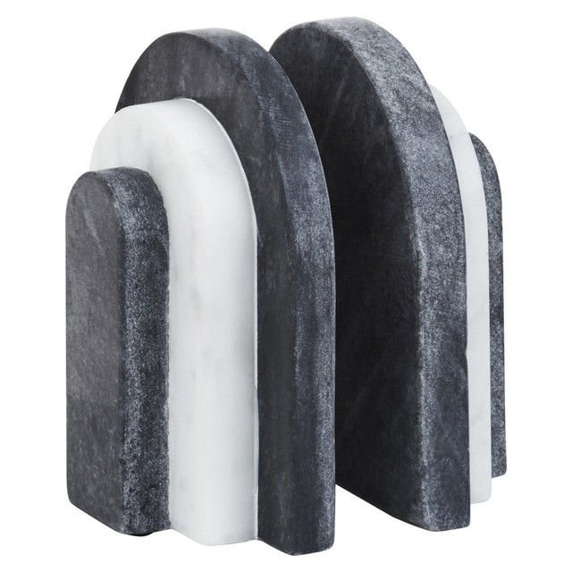 Premier Housewares Oxana Black And White Marble Bookends