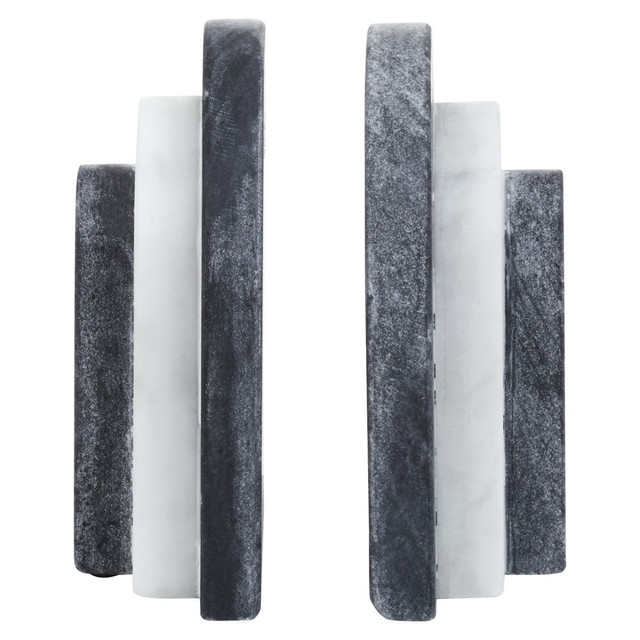Premier Housewares Oxana Black And White Marble Bookends