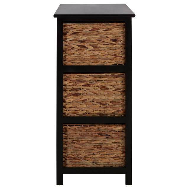 Premier Housewares Padstow Black Storage Unit With 6 Water Hyacinth Drawers