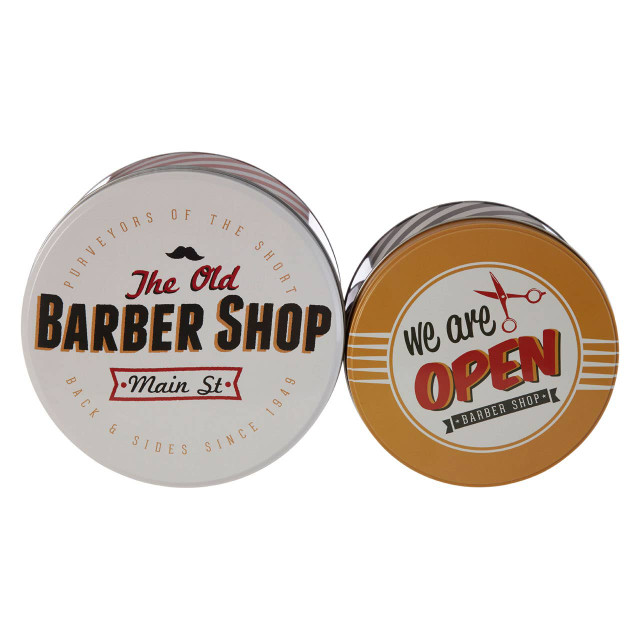 Premier Housewares Paice Set Of 2 Barber Shop Storage Tins