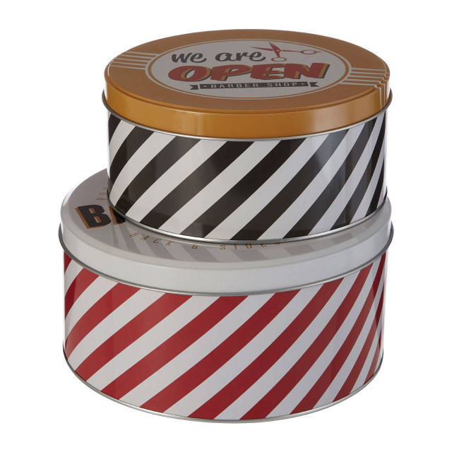 premier housewares Paice Set of 2 Barber Shop Storage Tins