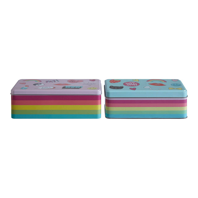 Premier Housewares Paice Set Of 2 Fun Times Storage Tins
