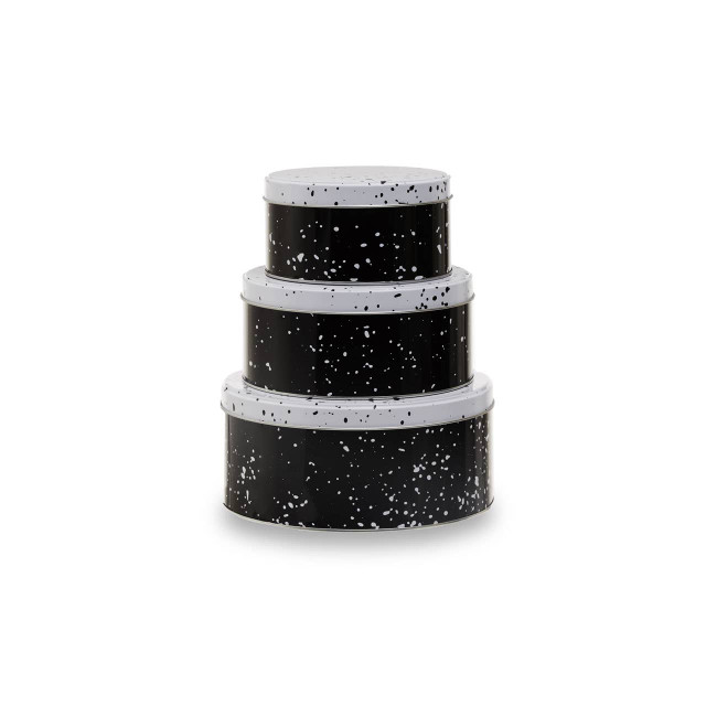 Premier Housewares Paice Set Of Three Black And White Storage Tins