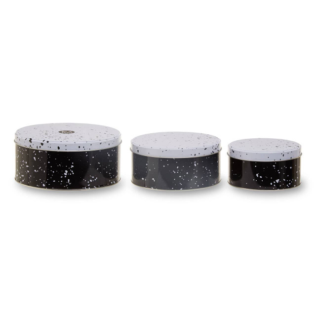 Premier Housewares Paice Set Of Three Black And White Storage Tins