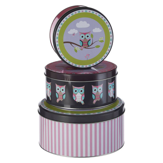 premier housewares Paice Set of Three Happy Owls Storage Tins