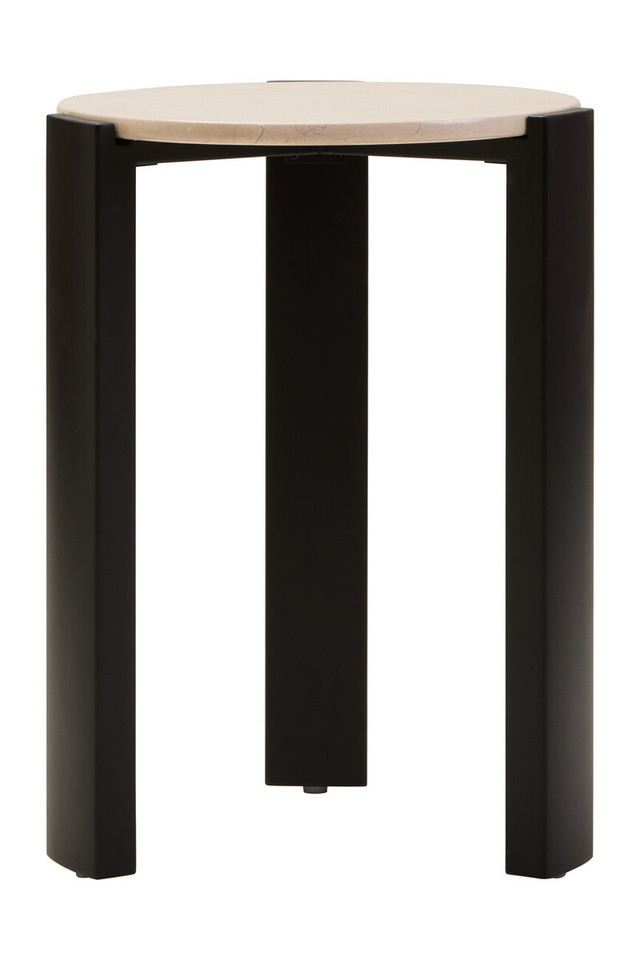 Premier Housewares Palermo Cream Marble Top Round Side Table