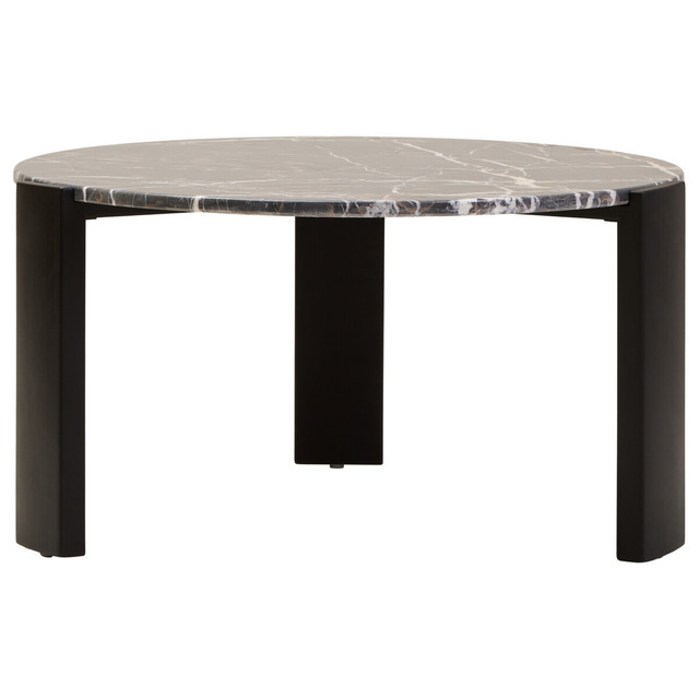Premier Housewares Palermo Round Black Marble Top Large Coffee Table