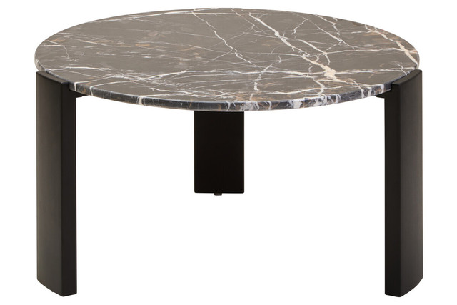 premier housewares Palermo Round Black Marble Top Large Coffee Table