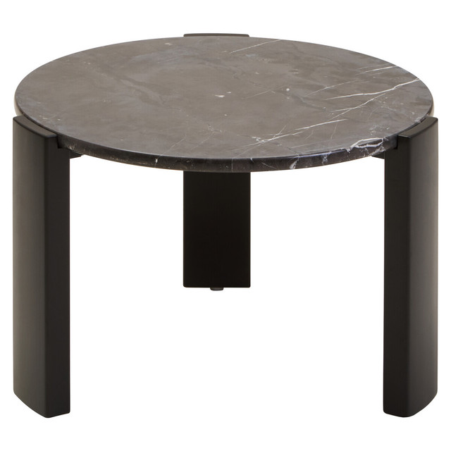 Premier Housewares Palermo Round Black Marble Top Small Coffee Table