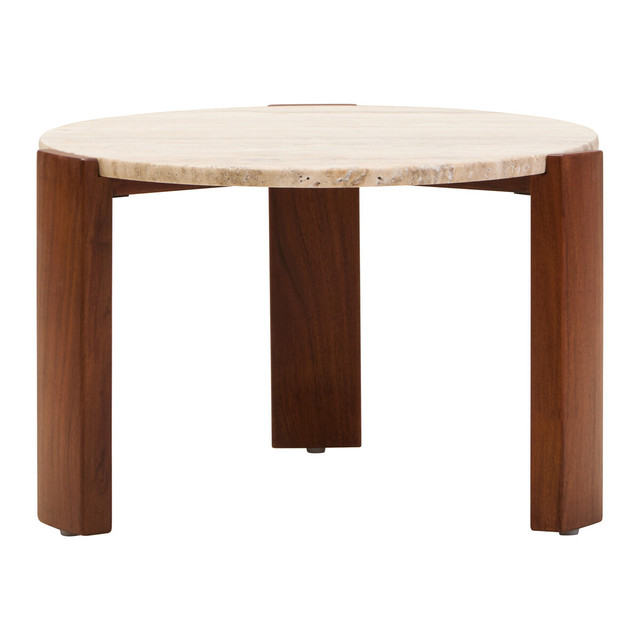 Premier Housewares Palermo Round Travertine Top Small Coffee Table