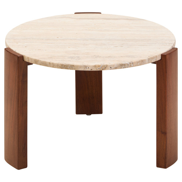 premier housewares Palermo Round Travertine Top Small Coffee Table