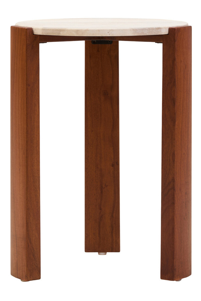 Premier Housewares Palermo Travertine Top Round Side Table