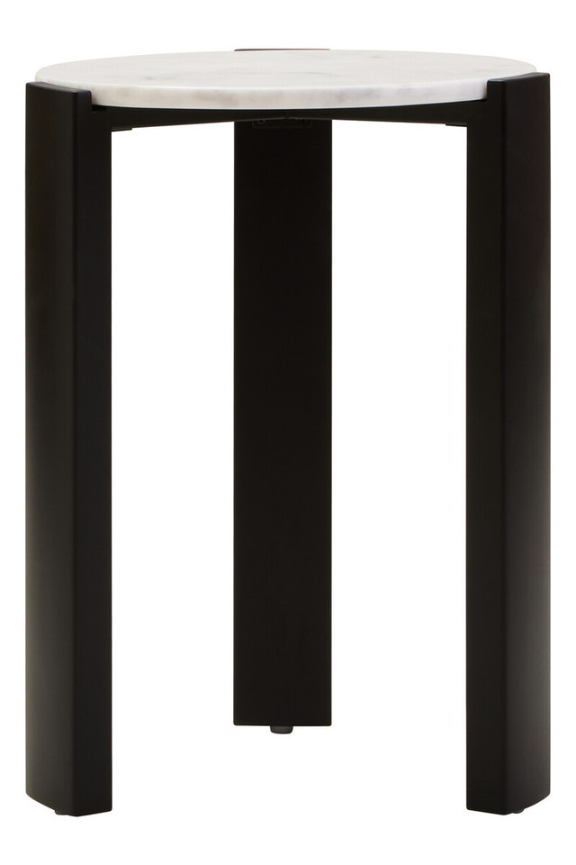 Premier Housewares Palermo White Marble Top Round Side Table