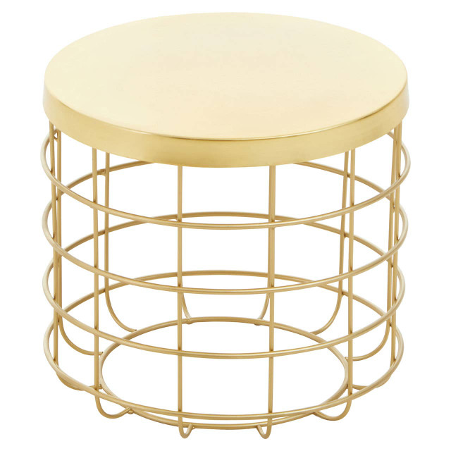 Premier Housewares Pali Gold Finish Side Table With Caged Base