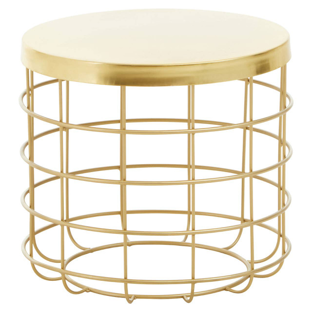 premier housewares Pali Gold Finish Side Table With Caged Base