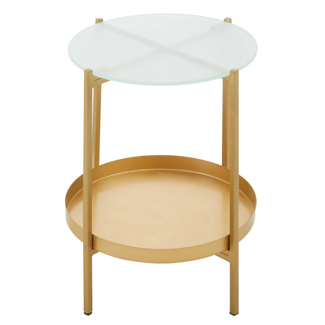 Premier Housewares Pali Two Tier Glass And Iron Side Table
