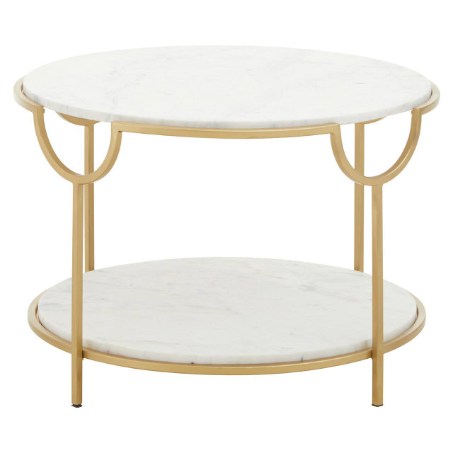 Premier Housewares Pali Two Tier White And Gold Side Table