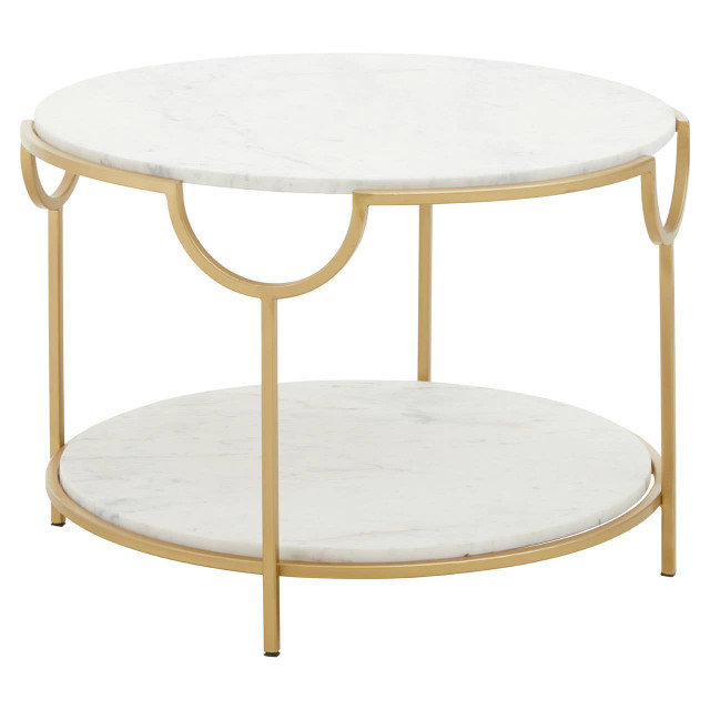 Premier Housewares Pali Two Tier White And Gold Side Table