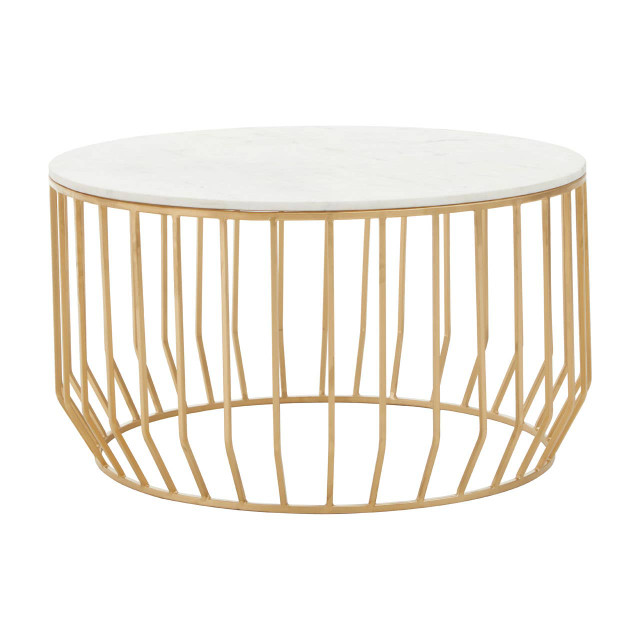 Premier Housewares Pali White Marble And Gold Coffee Table