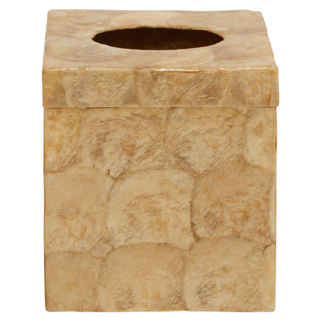 Premier Housewares Palu Beige Seashell Square Tissue Box