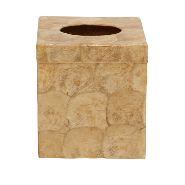 Premier Housewares Palu Beige Seashell Square Tissue Box