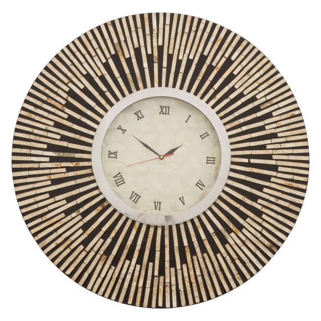 Premier Housewares Palu Black And Natural Shell Wall Clock