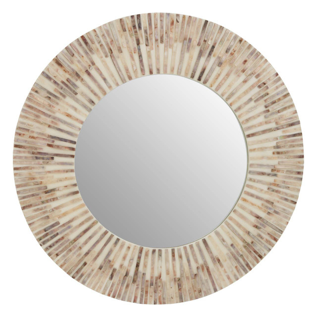 Premier Housewares Palu Natural Shell Round Wall Mirror