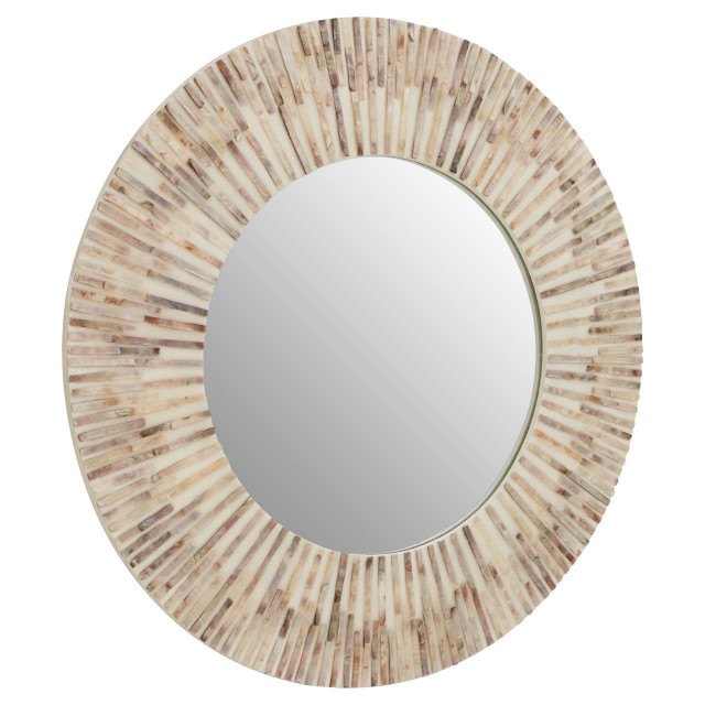 premier housewares Palu Natural Shell Round Wall Mirror