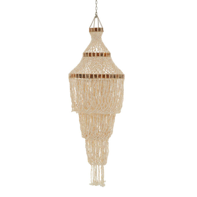 Premier Housewares Palu Natural White And Amber Shell Large Pendant Shade