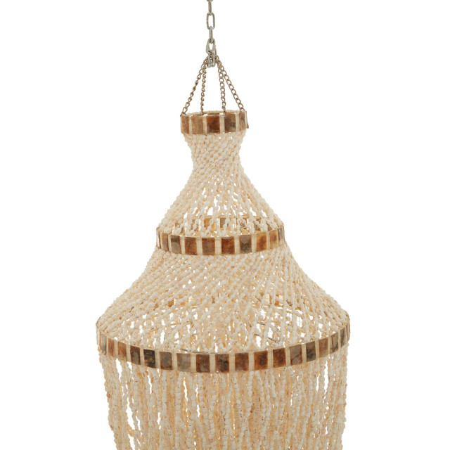 Premier Housewares Palu Natural White And Amber Shell Large Pendant Shade