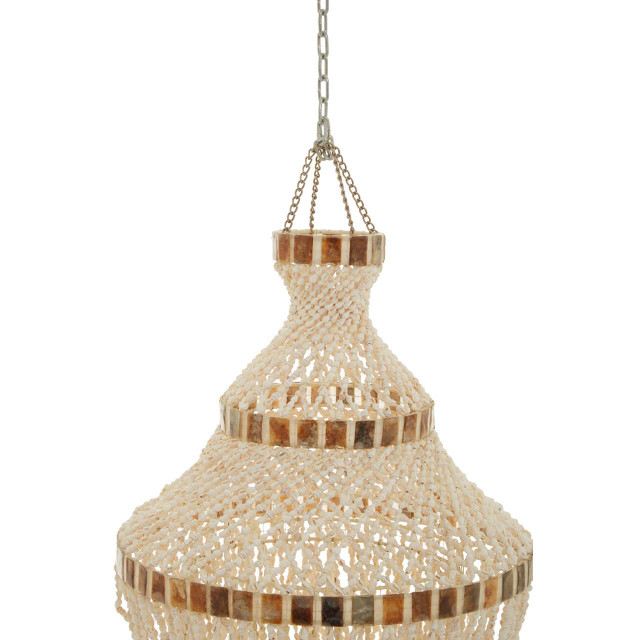 Premier Housewares Palu Natural White And Amber Shell Pendant Shade