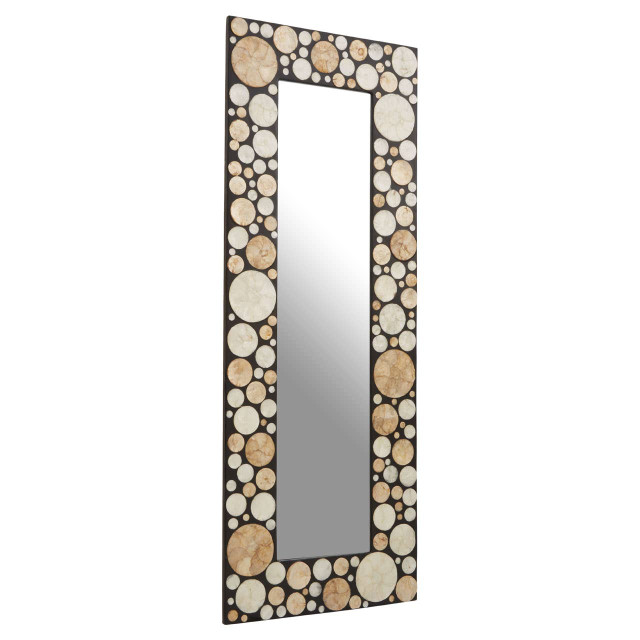 Premier Housewares Palu Rectangular Black Wall Mirror With Shell Inlay