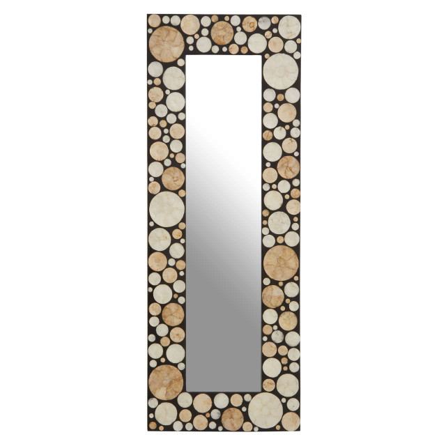 Premier Housewares Palu Rectangular Black Wall Mirror With Shell Inlay
