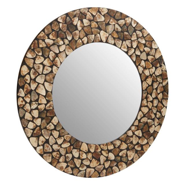 Premier Housewares Palu Round Black Wall Mirror With Seashell Inlay