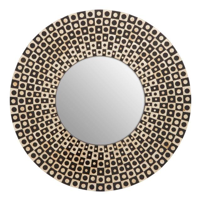 Premier Housewares Palu Round Black Wall Mirror With Shell Inlay