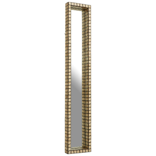Premier Housewares Palu Tall Black Wall Mirror With Shell Inlay