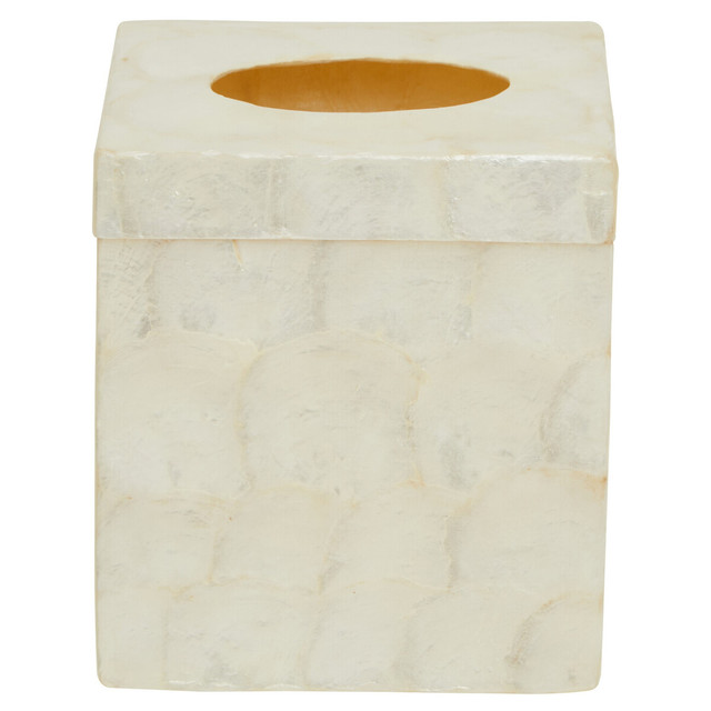 Premier Housewares Palu White Shell Square Tissue Box